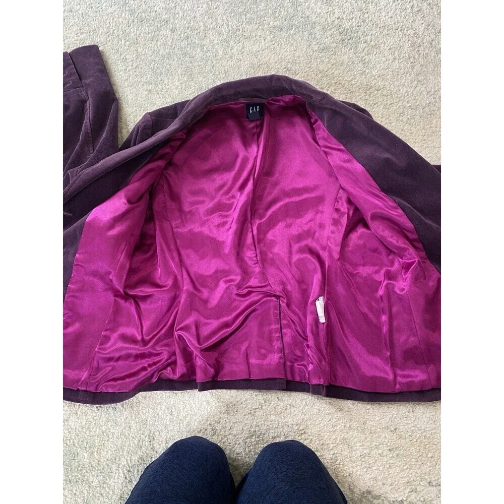 Vintage Y2K Gap Velvet Satin Blazer Womens Size 6 Velour Jacket Hong Kong 90s